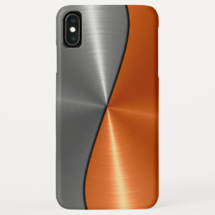 Silver and Orange Stainless Steel Metal iPhone XS Max Case