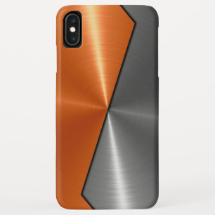 Silver and Orange Stainless Steel Metal iPhone XS Max Case