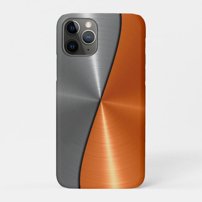 Silver and Orange Stainless Steel Metal Case-Mate iPhone Case (Back)