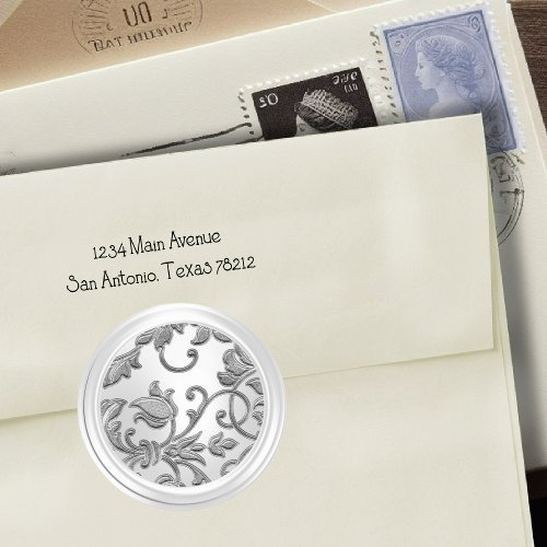 Silver and Pearl Damask Envelope Seal