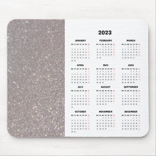 Silver and Pearl Diamond Calendar Mouse Pad