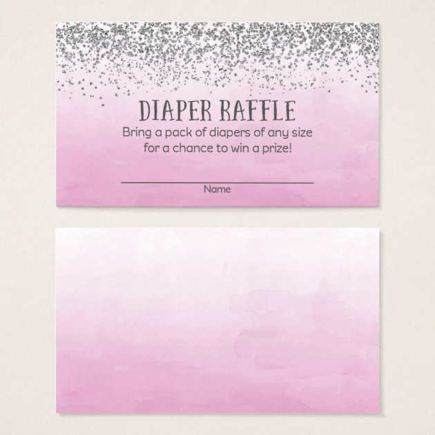 Silver And Pink Baby Shower Diaper Raffle Tickets