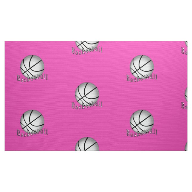 Silver and Pink Basketball Fabric by the Yard (Yard)