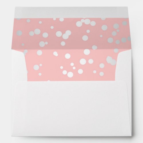 Silver and Pink Confetti Dots Elegant Wedding Envelope - Light pink and silver confetti modern wedding envelopes