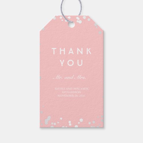 Silver and Pink Confetti Elegant Wedding Gift Tags - Silver confetti dots elegant blush pink wedding and/or special party tags