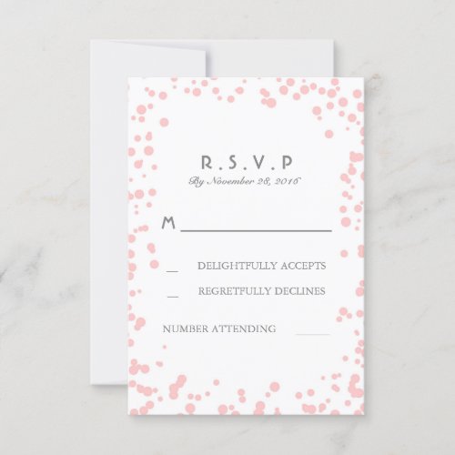 Silver and Pink Elegant Confetti Wedding RSVP - Chic pink and silver wedding RSVP cards feature gold confetti dots.