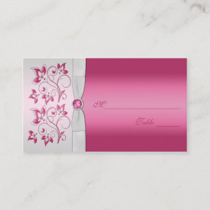 Silver and Pink Floral Placecards