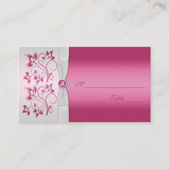 Silver and Pink Floral Placecards (Front)