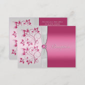 Silver and Pink Floral Reception Card (Front/Back)