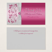 Silver and Pink Floral Wedding Favor Tag (Front & Back)