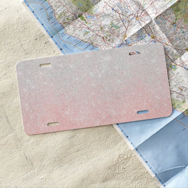 Silver and Pink Glitter Ombre Luxury Design License Plate (In Situ)