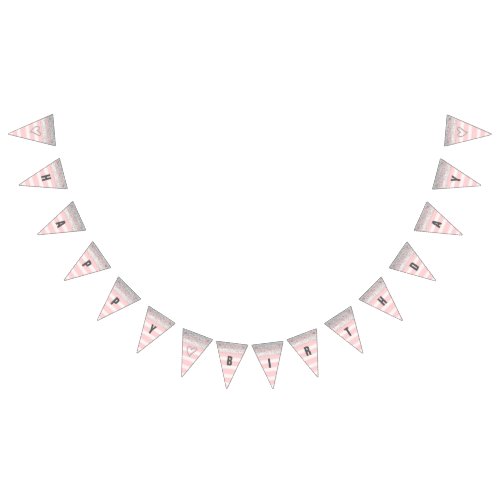 Silver and Pink Happy Birthday Banner