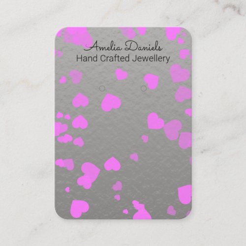 Silver and Pink Heat Earring Display Business Card