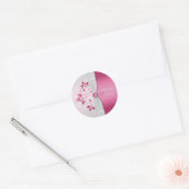 Silver and Pink Monogrammed 1.5" Round Sticker (Envelope)