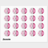 Silver and Pink Monogrammed 1.5" Round Sticker (Sheet)