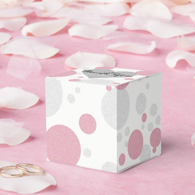 Silver and Pink Polka Dot Shower Wedding Party Favor Boxes (Wedding)