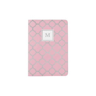 Silver and pink quatrefoil Passport Holder