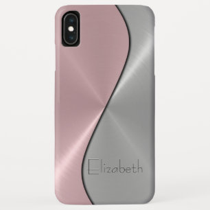 Silver and Pink Stainless Steel Metal iPhone XS Max Case