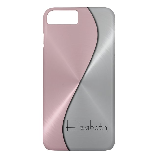 Silver and Pink Stainless Steel Metal Case-Mate iPhone Case (Back)