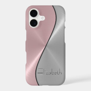 Silver and Pink Stainless Steel Metal iPhone 17 Case