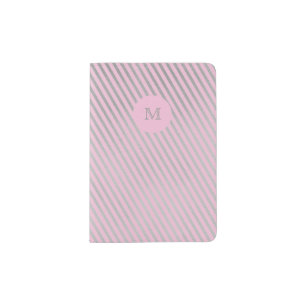 Silver and pink striped Passport Holder