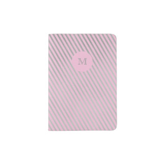 Silver and pink striped Passport Holder