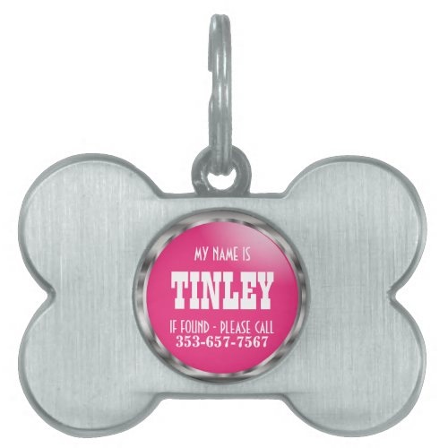 Silver and Pretty Pink  DIY Name Pet Tag