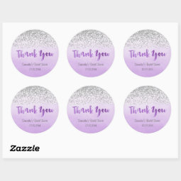 Silver and Purple Bridal Shower Sticker | Zazzle