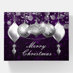 Silver and Purple Christmas Baubles Ornaments Paperweight