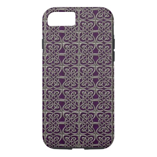 Silver And Purple Connected Ovals Celtic Pattern iPhone 87 Case
