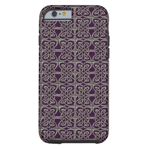 Silver And Purple Connected Ovals Celtic Pattern Tough iPhone 6 Case