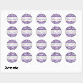 Silver and Purple Damask 1.5" Thank You Sticker (Sheet)
