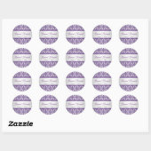 Silver and Purple Damask 1.5" Wedding Sticker (Sheet)