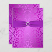 Silver and Purple Damask Bat Mitzvah Reply Card (Front/Back)