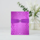 Silver and Purple Damask Bat Mitzvah Reply Card (Standing Front)
