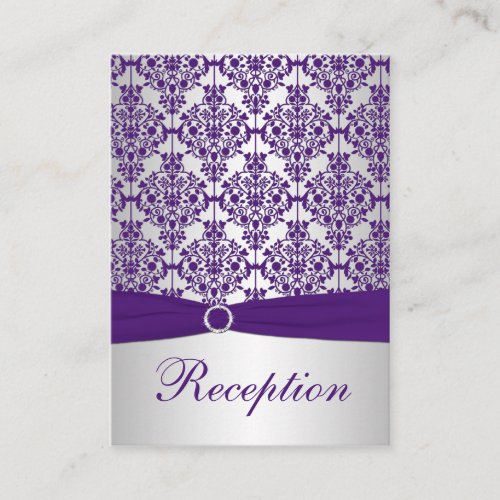 Silver and Purple Damask Enclosure Card