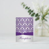 Silver and Purple Damask Enclosure Card (Standing Front)