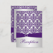 Silver and Purple Damask Enclosure Card (Front/Back)