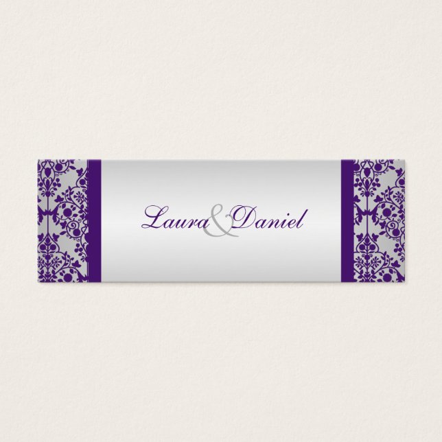 Silver and Purple Damask Gift Registry Card (Front)