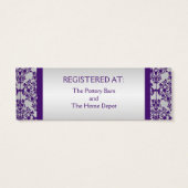 Silver and Purple Damask Gift Registry Card (Back)