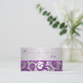 Silver and Purple Damask II Place Cards (Standing Front)