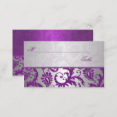 Silver and Purple Damask II Place Cards (Front/Back)