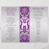 Silver and Purple Damask II Wedding Program (Back)