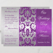 Silver and Purple Damask II Wedding Program (Front/Back)