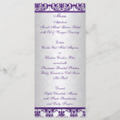 Silver and Purple Damask Menu Card (Back)