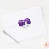 Silver and Purple Damask Monogram Wedding Sticker (Envelope)