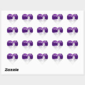 Silver and Purple Damask Monogram Wedding Sticker (Sheet)
