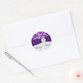 Silver and Purple Damask Monogram Wedding Sticker (Envelope)