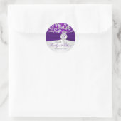Silver and Purple Damask Monogram Wedding Sticker (Bag)
