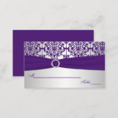 Silver and Purple Damask Place Cards (Front/Back)